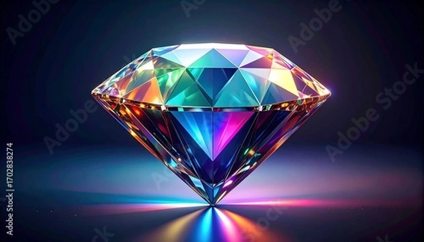 Obraz Multi-colored diamond, vibrant facets,  glowing light