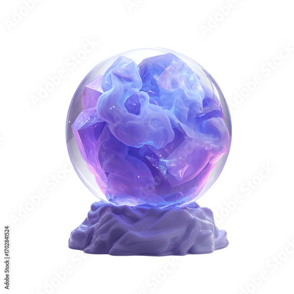 Fototapeta Purple Crystal Ball with Magic Sphere, Fantasy, and 3D Render.