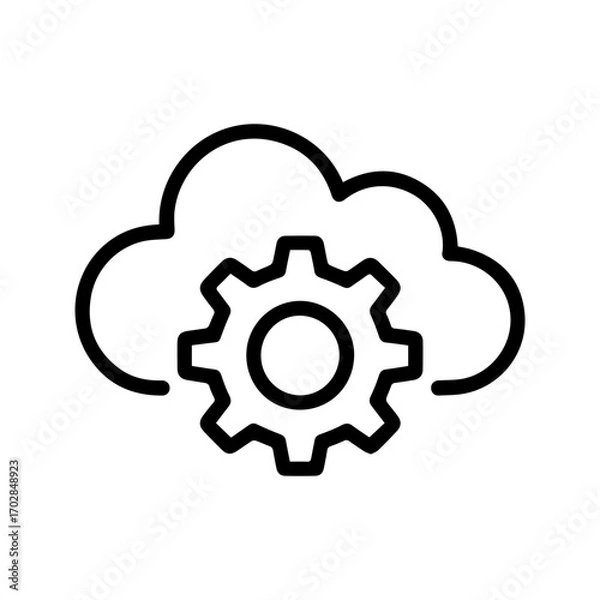 Fototapeta Cloud computing and technology gear icon symbolizing data processing and digital services