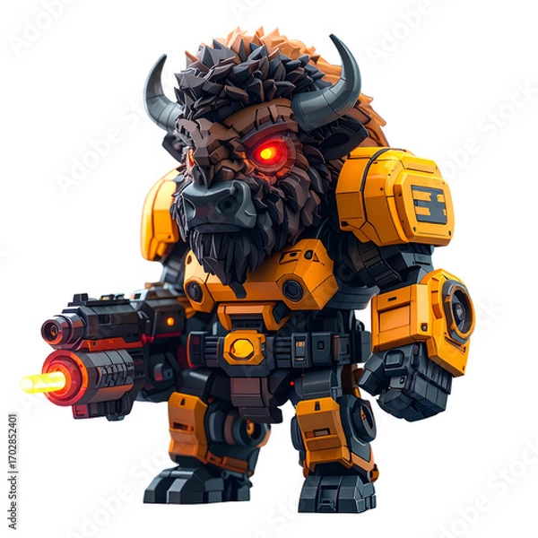 Obraz Mechanical bison figure with weapon