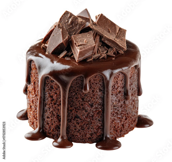 Obraz Rich chocolate cake, drizzled with dark chocolate, topped with shards