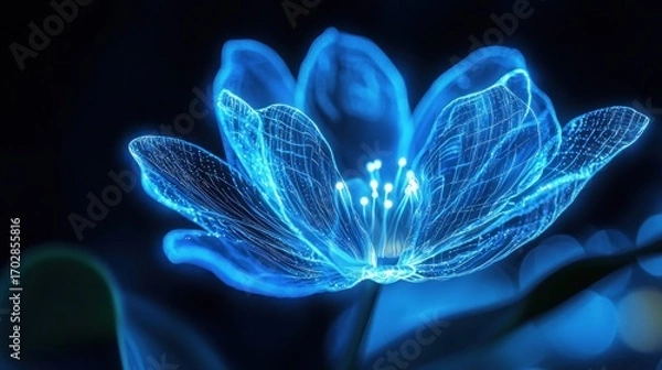 Obraz Glowing blue flower design