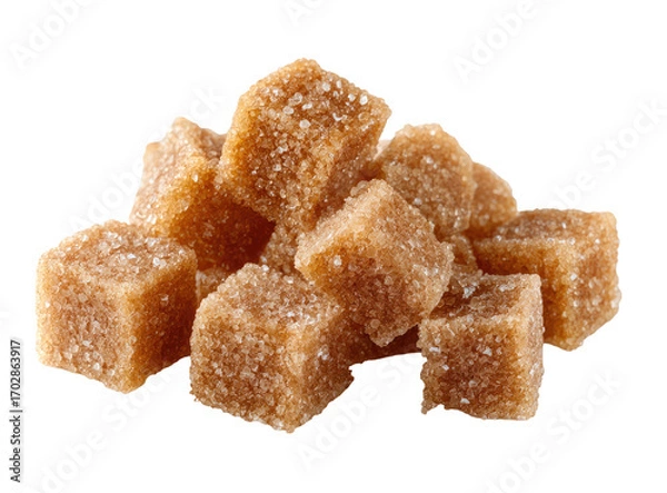 Obraz Pile of brown sugar cubes