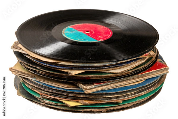 Obraz Stack of vintage vinyl records (1)