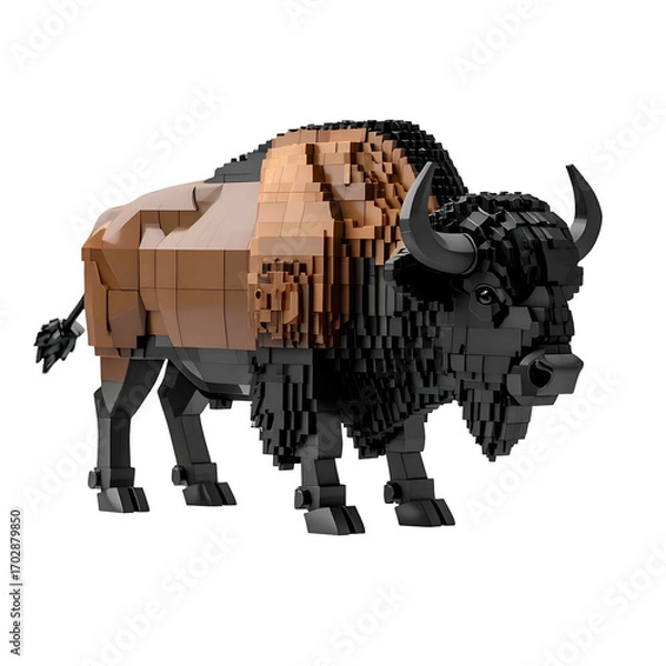 Obraz Pixelated bison illustration