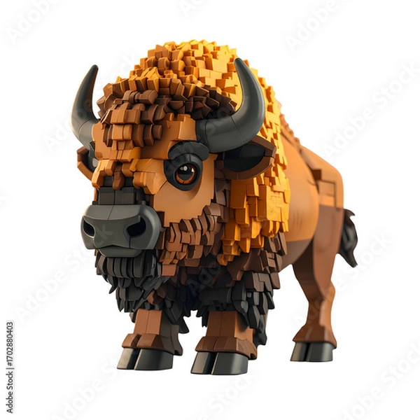 Obraz Pixelated bison portrait