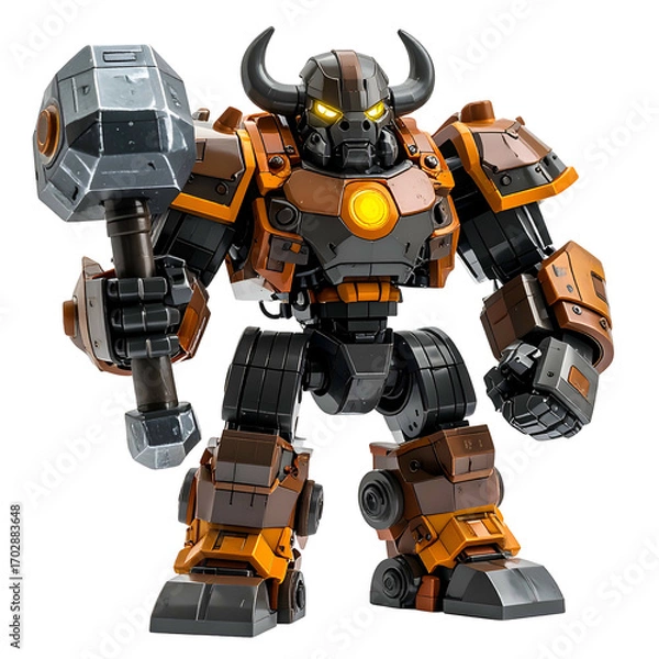 Obraz Powerful mechanical warrior figure