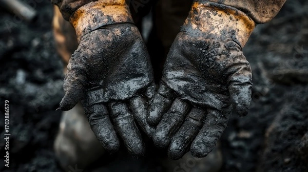 Obraz Dirty work gloves hands