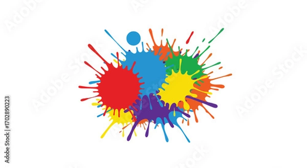 Fototapeta Colorful Splash Art: Abstract Vector Illustration of Vibrant Paint Splatters on White Backdrop