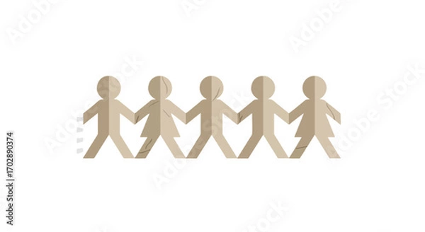Fototapeta Paper Chain of People: Conceptual Illustration of Community, Teamwork, and Interconnectedness of Diversity