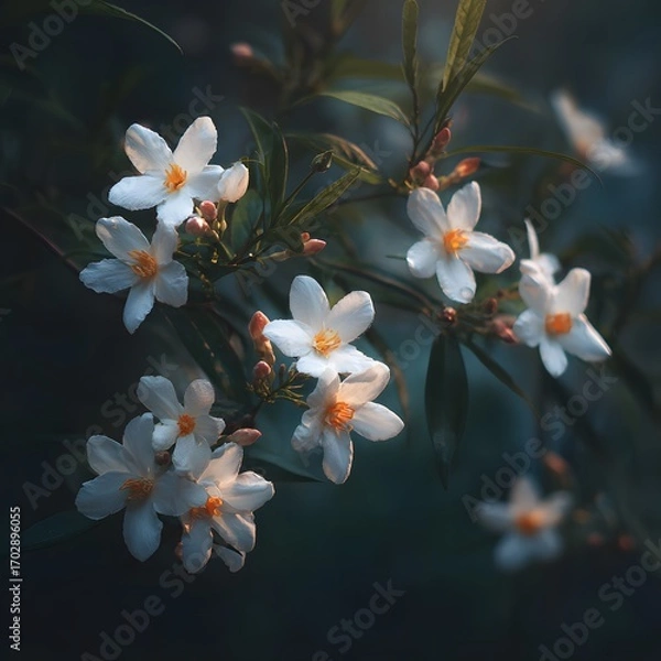 Obraz White Petal Flower Blooming with Yellow Center in Natural Setting