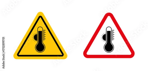 Fototapeta High temperature warning signs vector graphics collection on white background