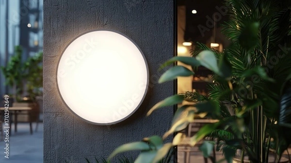 Obraz Empty round sign restaurant exterior