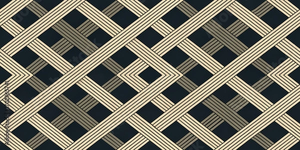 Obraz Geometric Interwoven Lines Pattern on Dark Blue Backdrop Sophisticated Design for Modern Decor