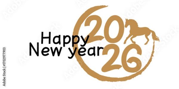 Fototapeta 2026 New year greeting. Happy new year greeting. Chinese new year illustration for 2026. Vector illustration.