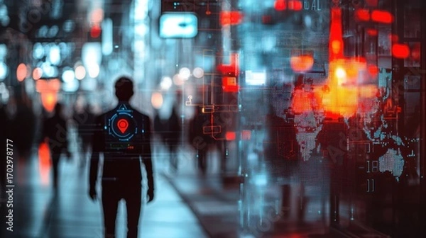 Obraz Urban data walk night