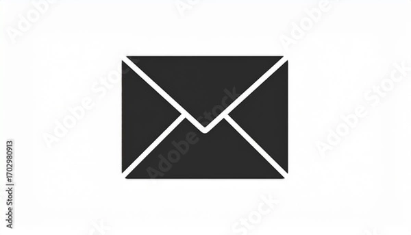 Fototapeta Black email icon, simple modern envelope symbol for digital communication, message, contact, notification, or newsletter sign-up.