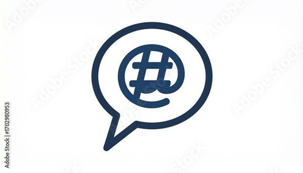 Fototapeta Abstract global social media communication symbol in a speech bubble. Digital network, online chat, and worldwide connection concept icon.