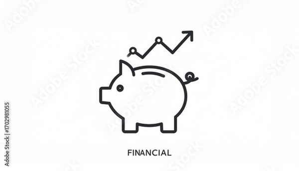 Fototapeta Financial growth concept with a piggy bank and upward trending graph illustration, symbolizing saving money and investment success