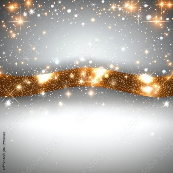 Fototapeta Sparkling Golden Glitter Background with Bright Stars and Soft Bokeh Effect for Elegant Designs