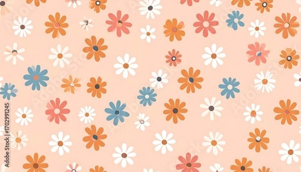 Obraz Delicate floral pattern on peach background