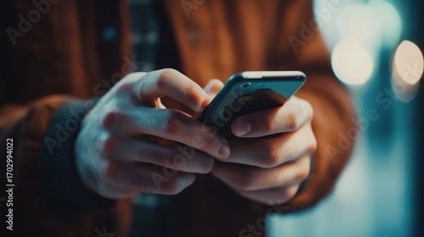 Obraz Person using smartphone