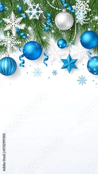Obraz Winter festive border with ornaments
