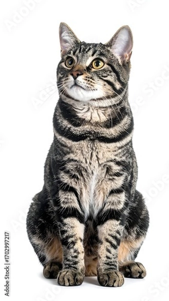 Obraz Tabby cat sitting, looking up