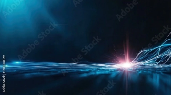 Fototapeta Ethereal Light Waves with Dynamic Glow and Vibrant Color in a Dark Background for Abstract Concepts