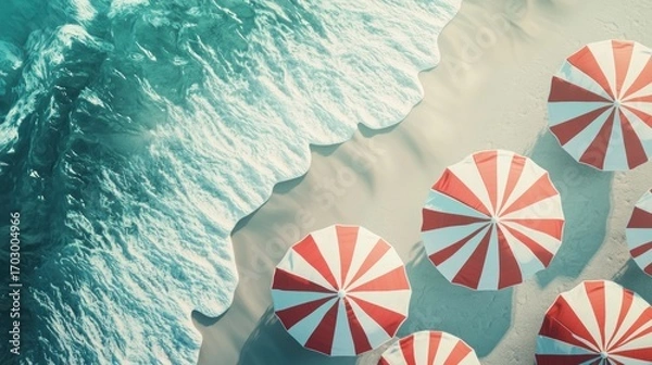Obraz Beach umbrellas sea shore