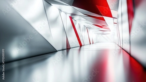Obraz Futuristic red white corridor