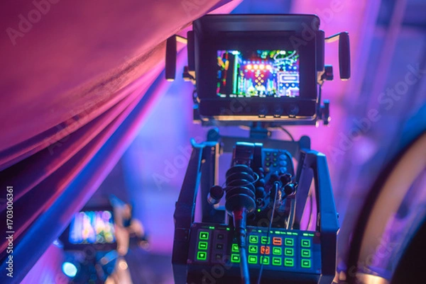Fototapeta TV camera on the set and broadcast of the show