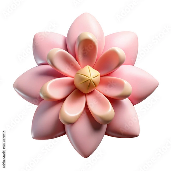 Fototapeta 3d render of a pink stylized flower isolated on transparent background