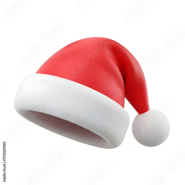 Fototapeta Classic Red Santa Hat with White Fur Trim — Festive Holiday Cap

