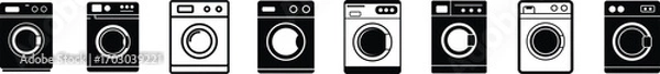 Fototapeta Collection of washing machine icons for laundry and appliance concepts vector