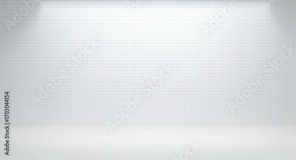 Fototapeta White Perforated Wall Background, Clean Studio Texture, Minimalist Design, Grey Dots Pattern, Mockup Template for Product Display