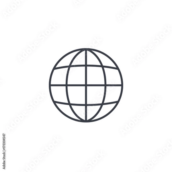 Fototapeta earth, globe thin line icon. Linear vector illustration. Pictogram isolated on white background