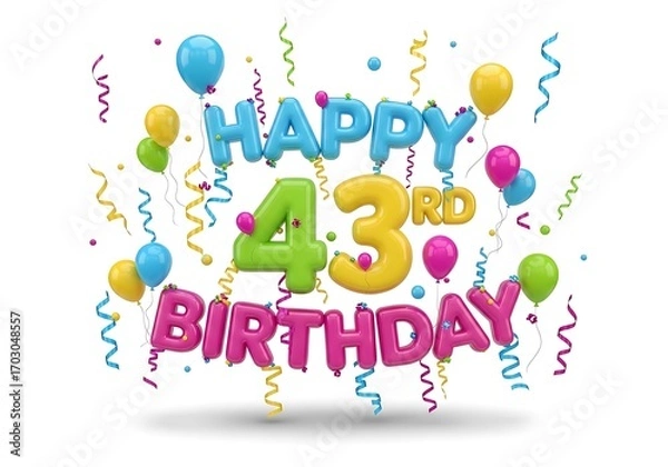 Obraz Colorful balloon happy 43rd birthday graphic