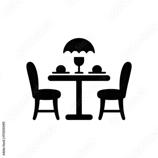 Fototapeta Restaurant table setting icon simple black silhouette vector illustration isolated on white background