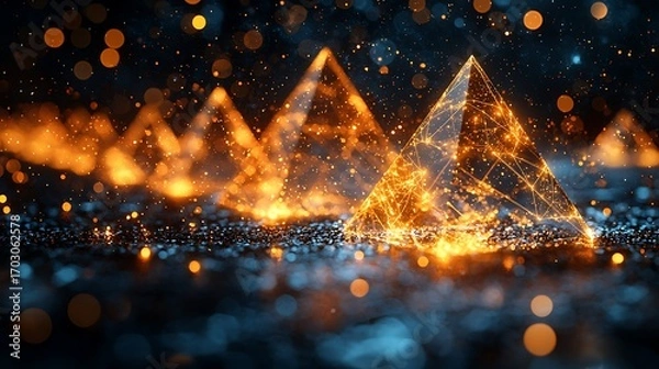 Obraz Glowing Pyramids for Abstract Background.