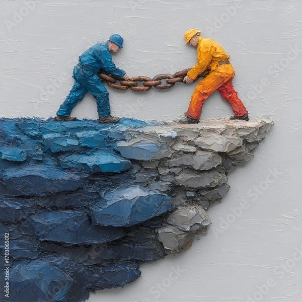 Fototapeta “Diversità in Tensione: Tirando la Catena della Vita”