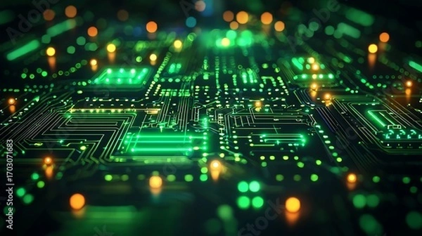 Obraz Glowing Circuit Board for Digital Network.