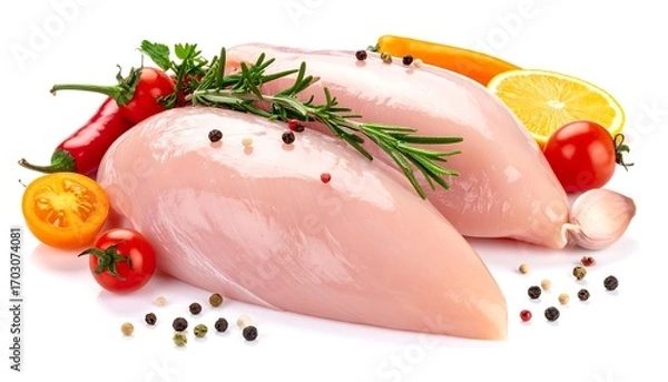 Obraz Fresh chicken breasts with vegetables