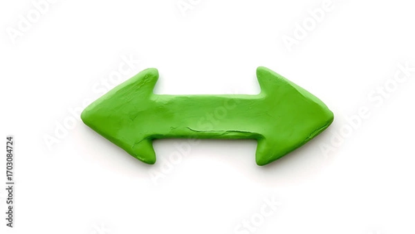 Fototapeta Green arrow pointing in both directions isolated on white background, top view