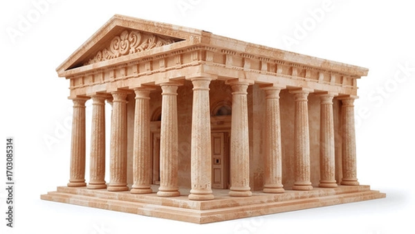 Obraz Ancient greek temple isolated on white background, a symbol of classical architecture