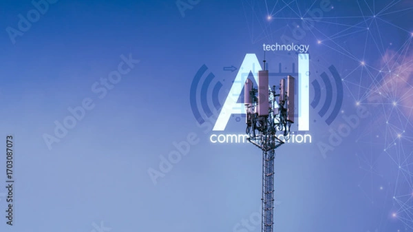 Fototapeta AI-Powered Cellular Towers on 5G Wireless Networks Advancing Digital Communication Technology, Expanding Service Provider Coverage Areas, and Enhancing Connectivity for the Future