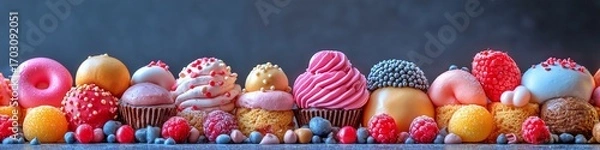 Obraz チョコレートと果実の豪華なスイーツ