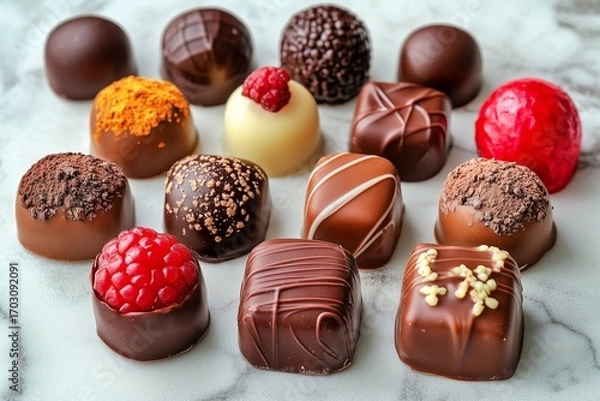 Obraz チョコレートと果実の豪華なスイーツ