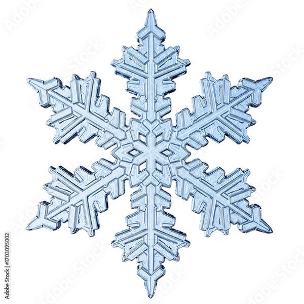 Fototapeta Intricate Snowflake 3d rendered, isolated on transparent background
