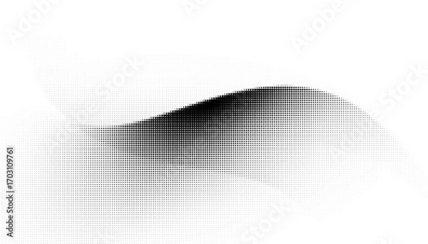 Fototapeta Abstract Wavy Black and White Halftone Gradient Shape, Smooth Effect, Transparent Background